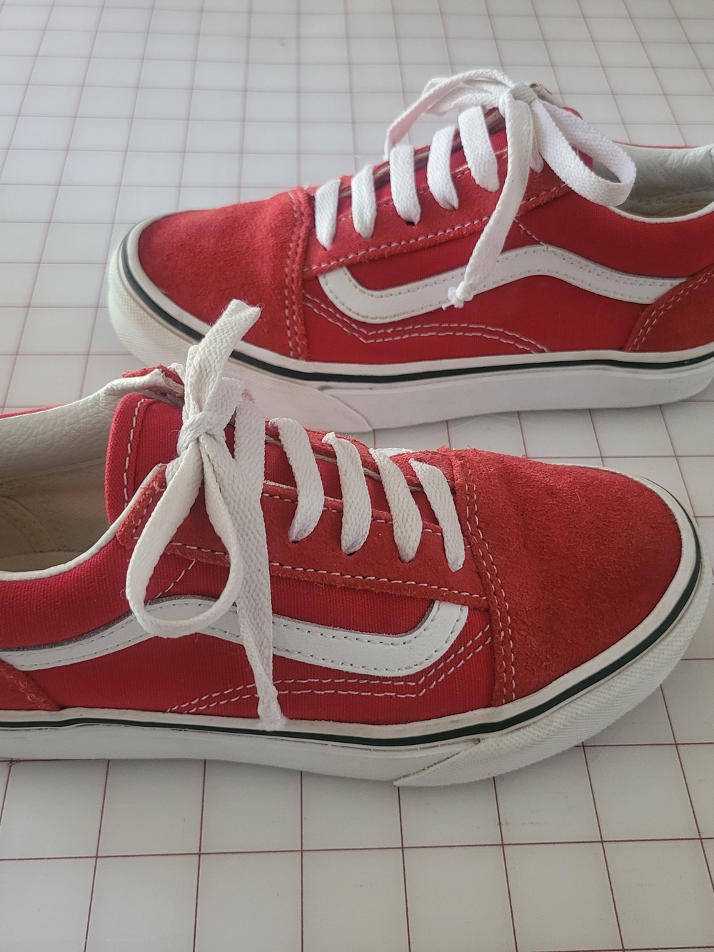 Vans Red and White Kids Sneakers